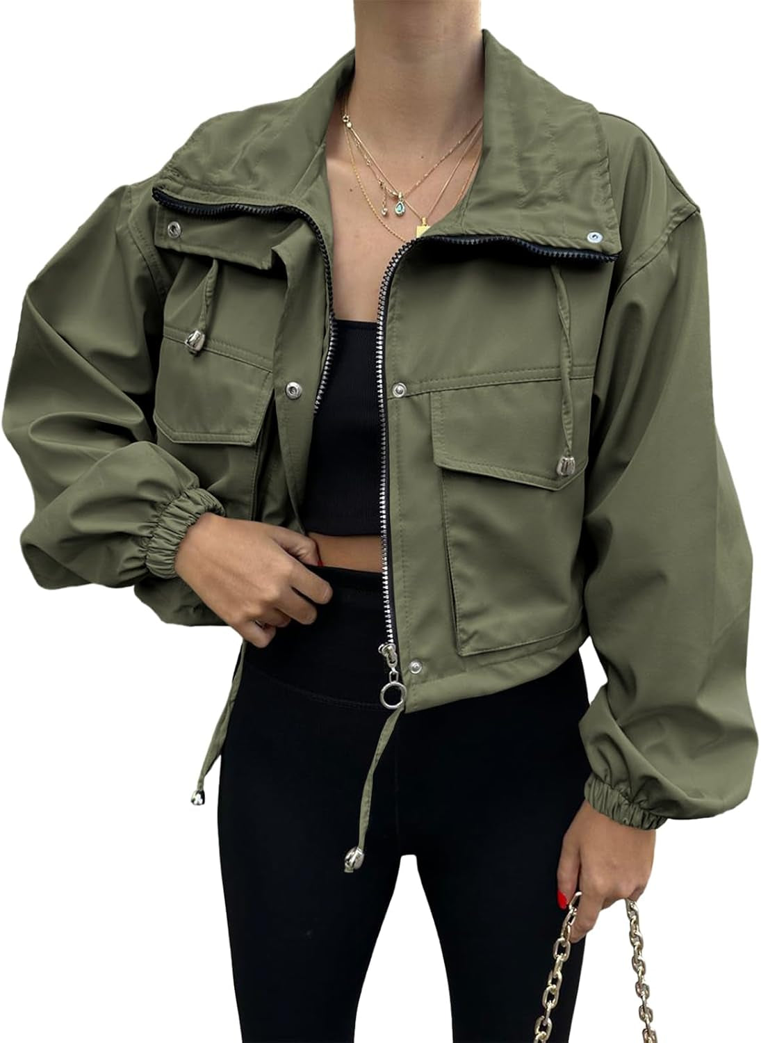 Oversized Lightweight Utility Anorak Jacket with Pockets